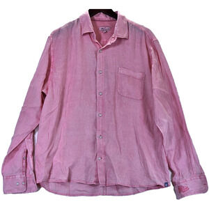 Peter Millar Men's Pink Salmon Button Down Long Sleeve Cotton Shirt Size Large